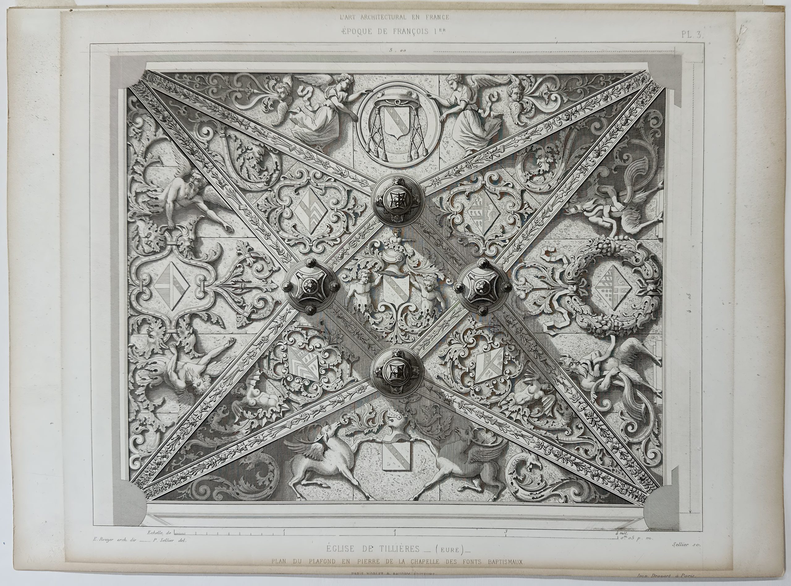 Plan du Lafond en Pierre de la Chapelle des Fonts Baptismaux, Église de Tillières - Image 5