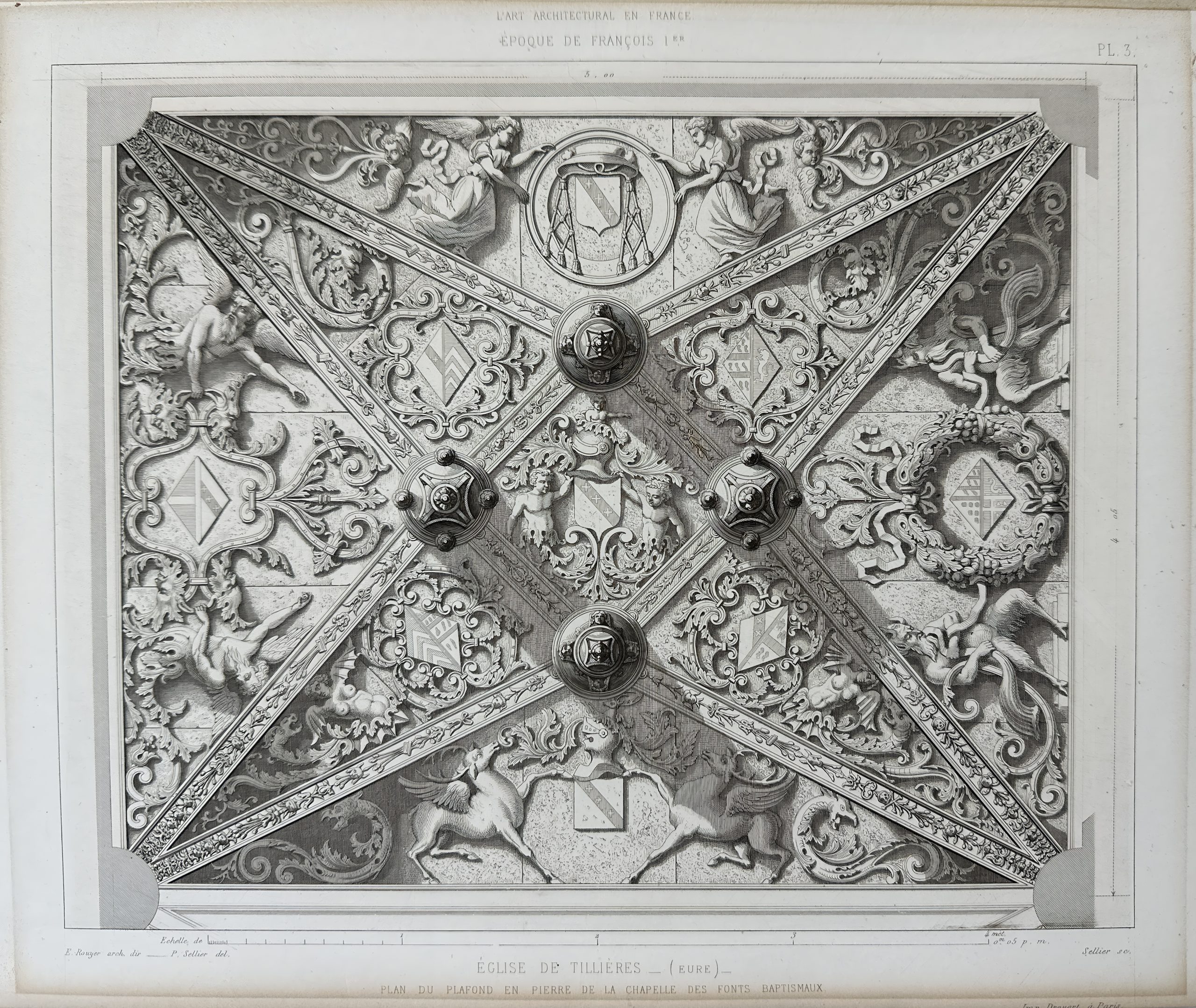 Plan du Lafond en Pierre de la Chapelle des Fonts Baptismaux, Église de Tillières - Image 6